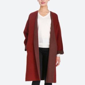 Uniqlo Red Collarless Wool Blend Coat (Small)